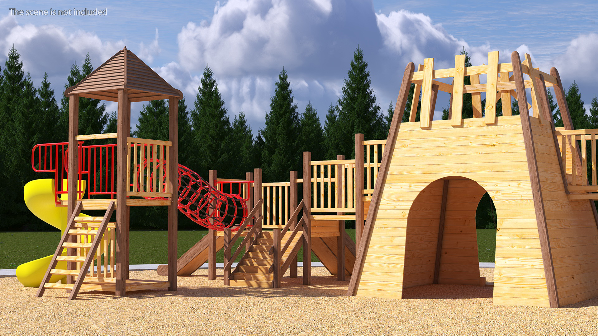 Wooden Childrens Playground 3D