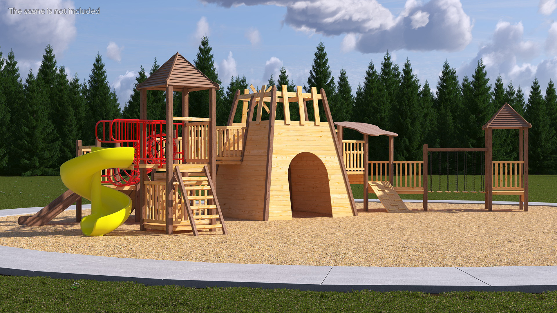 Wooden Childrens Playground 3D