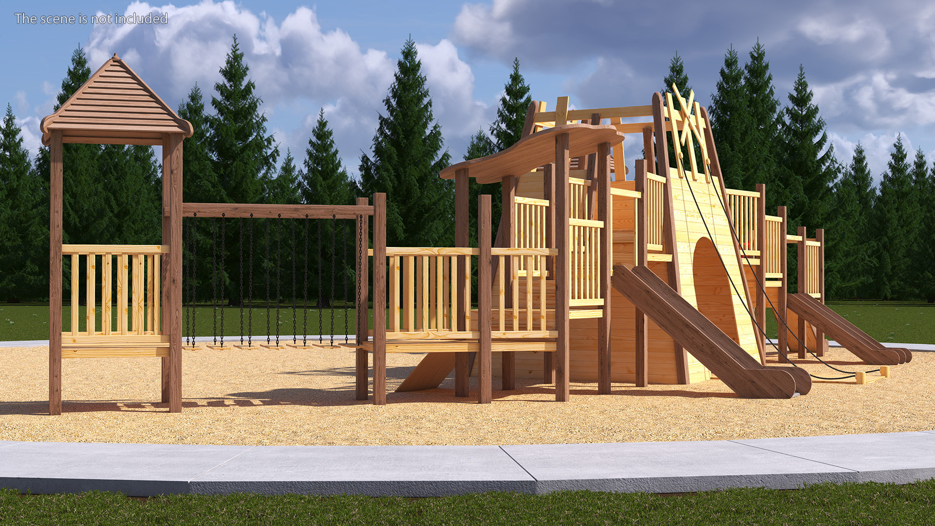 Wooden Childrens Playground 3D