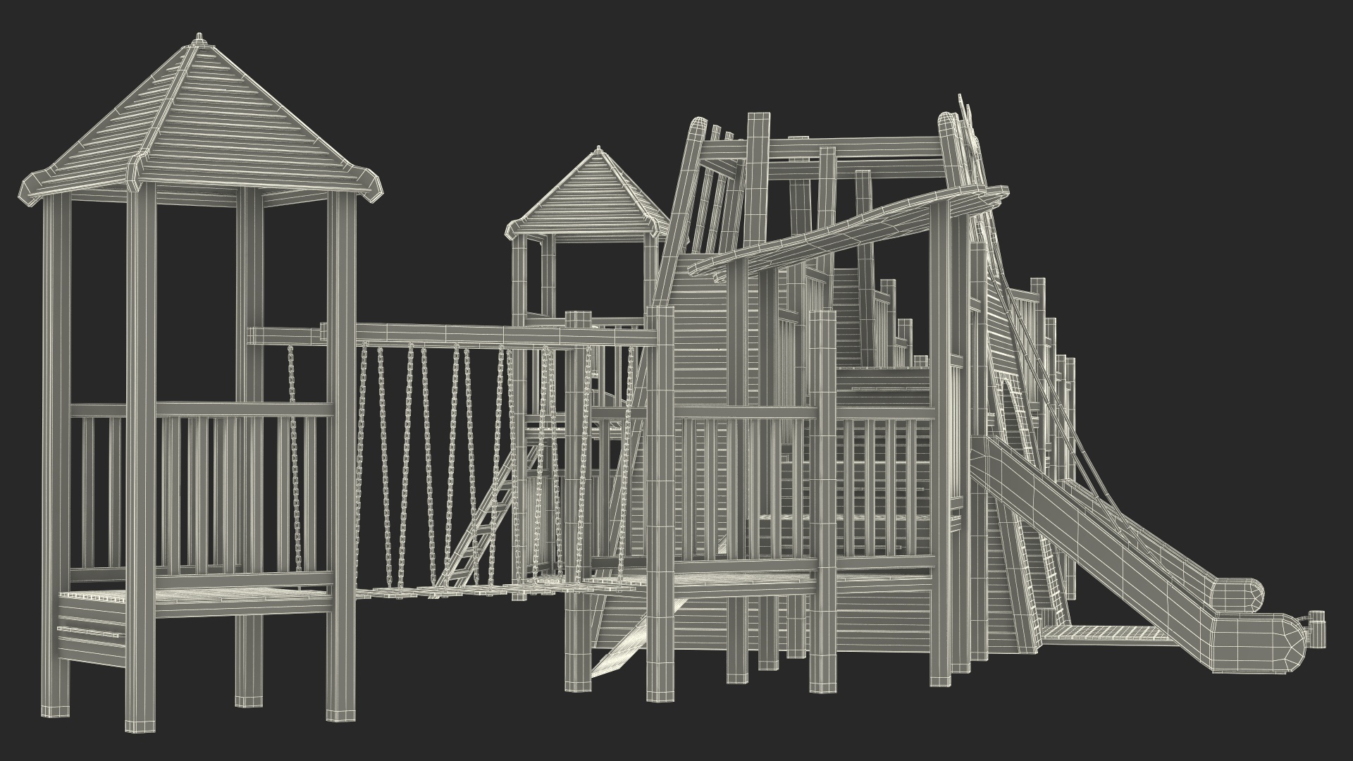 Wooden Childrens Playground 3D