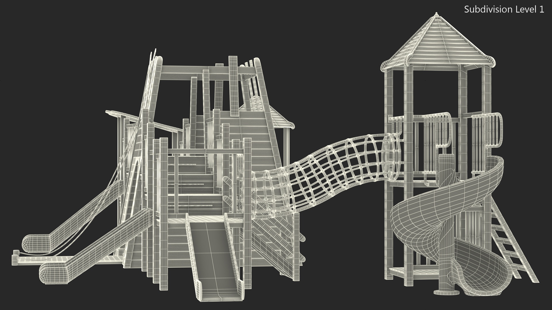 Wooden Childrens Playground 3D