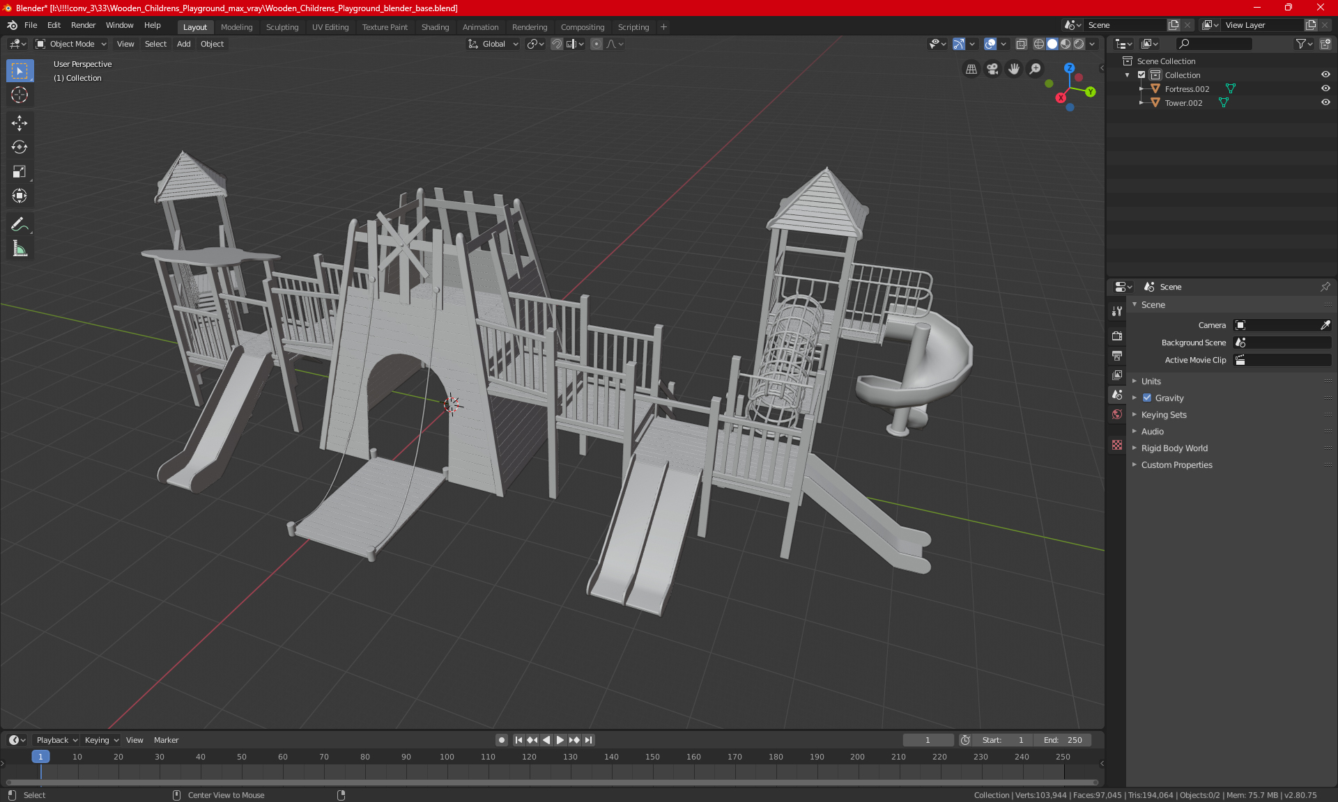 Wooden Childrens Playground 3D