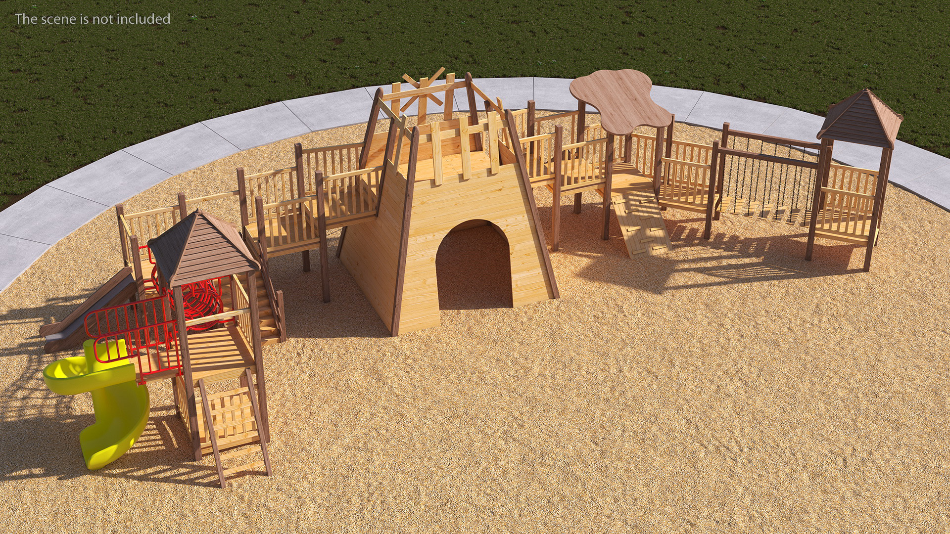 Wooden Childrens Playground 3D