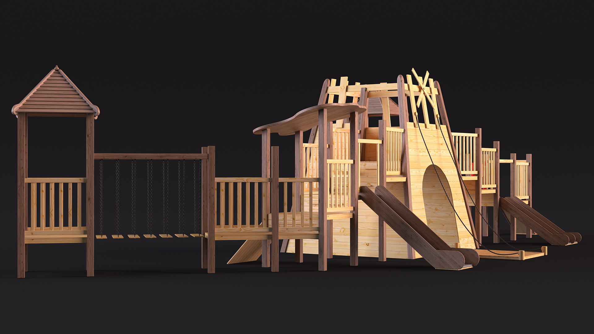 Wooden Childrens Playground 3D