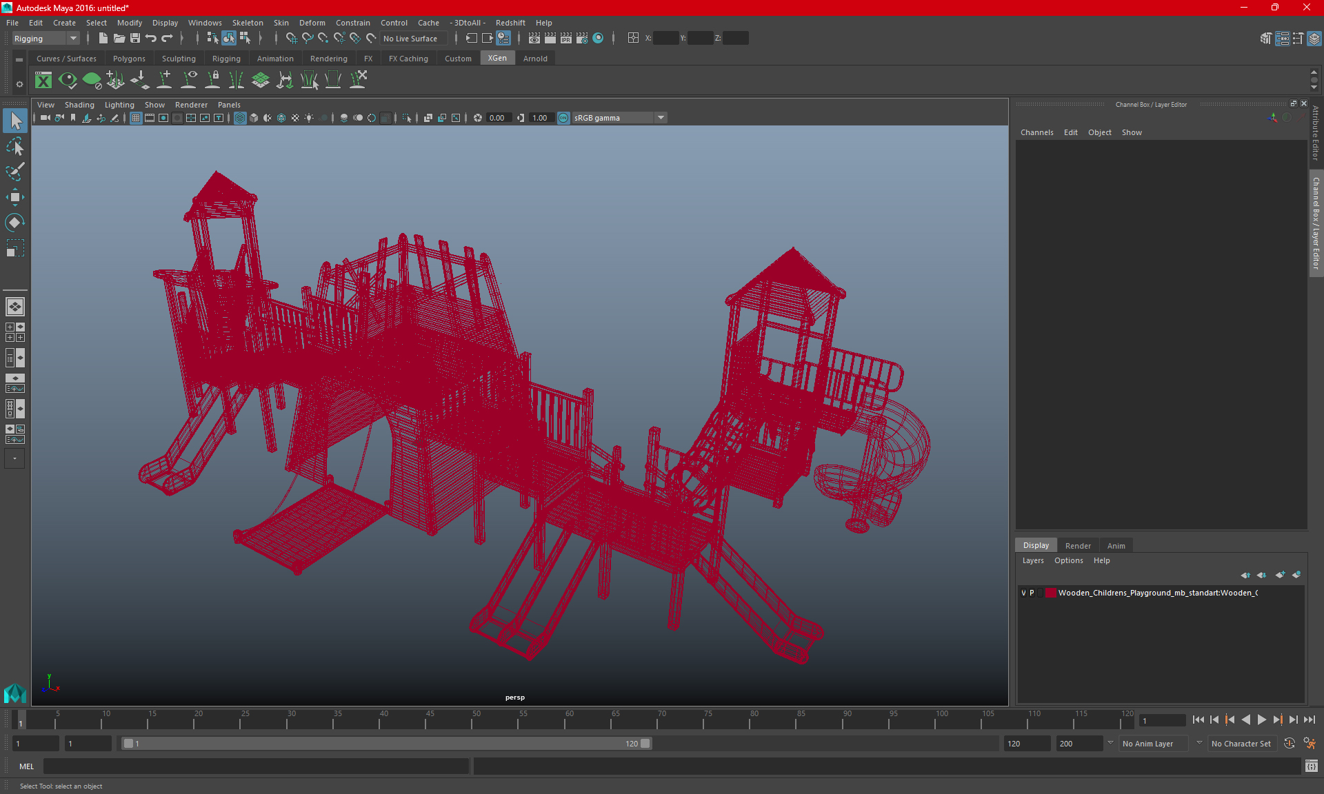 Wooden Childrens Playground 3D