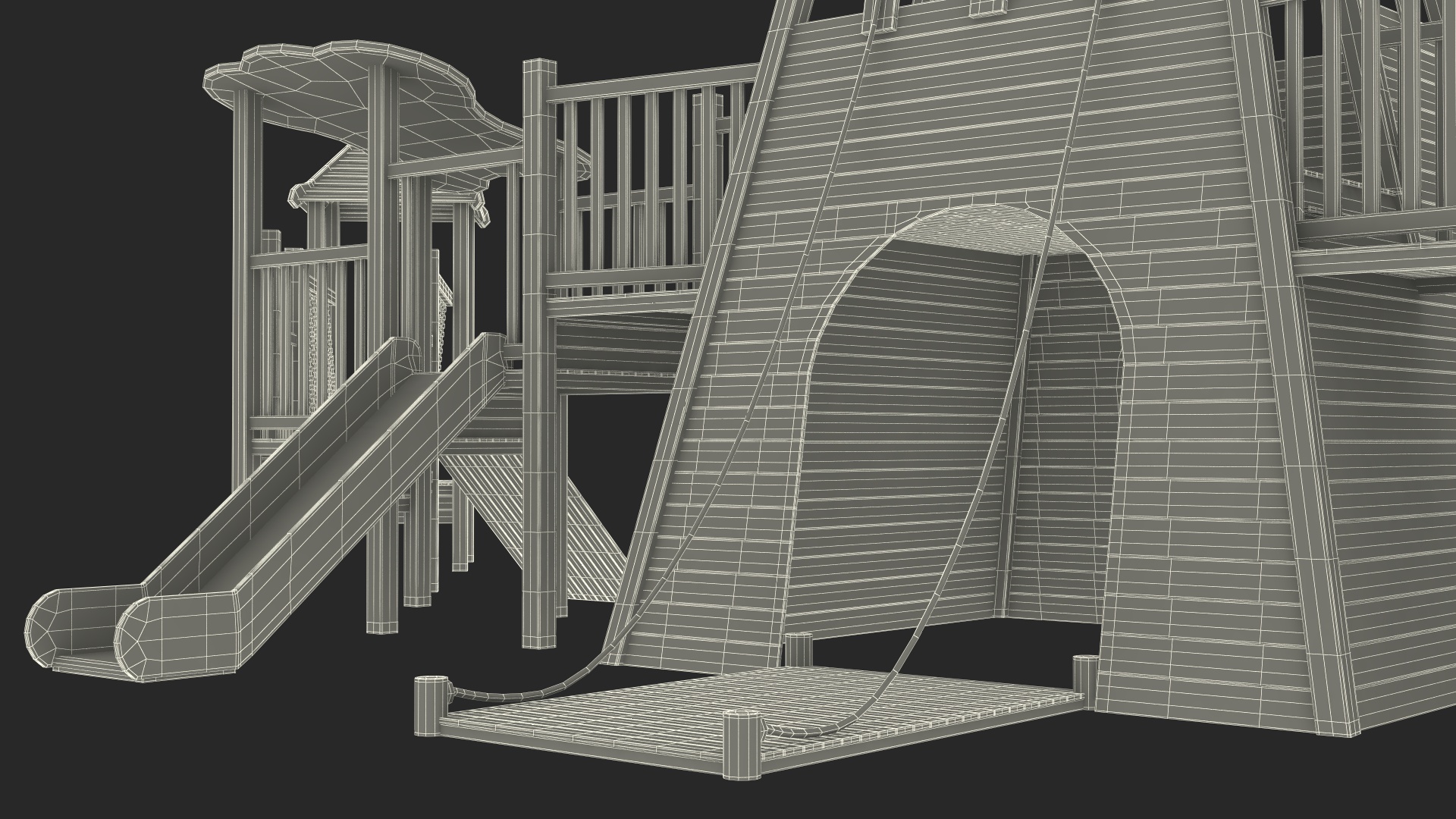 Wooden Childrens Playground 3D