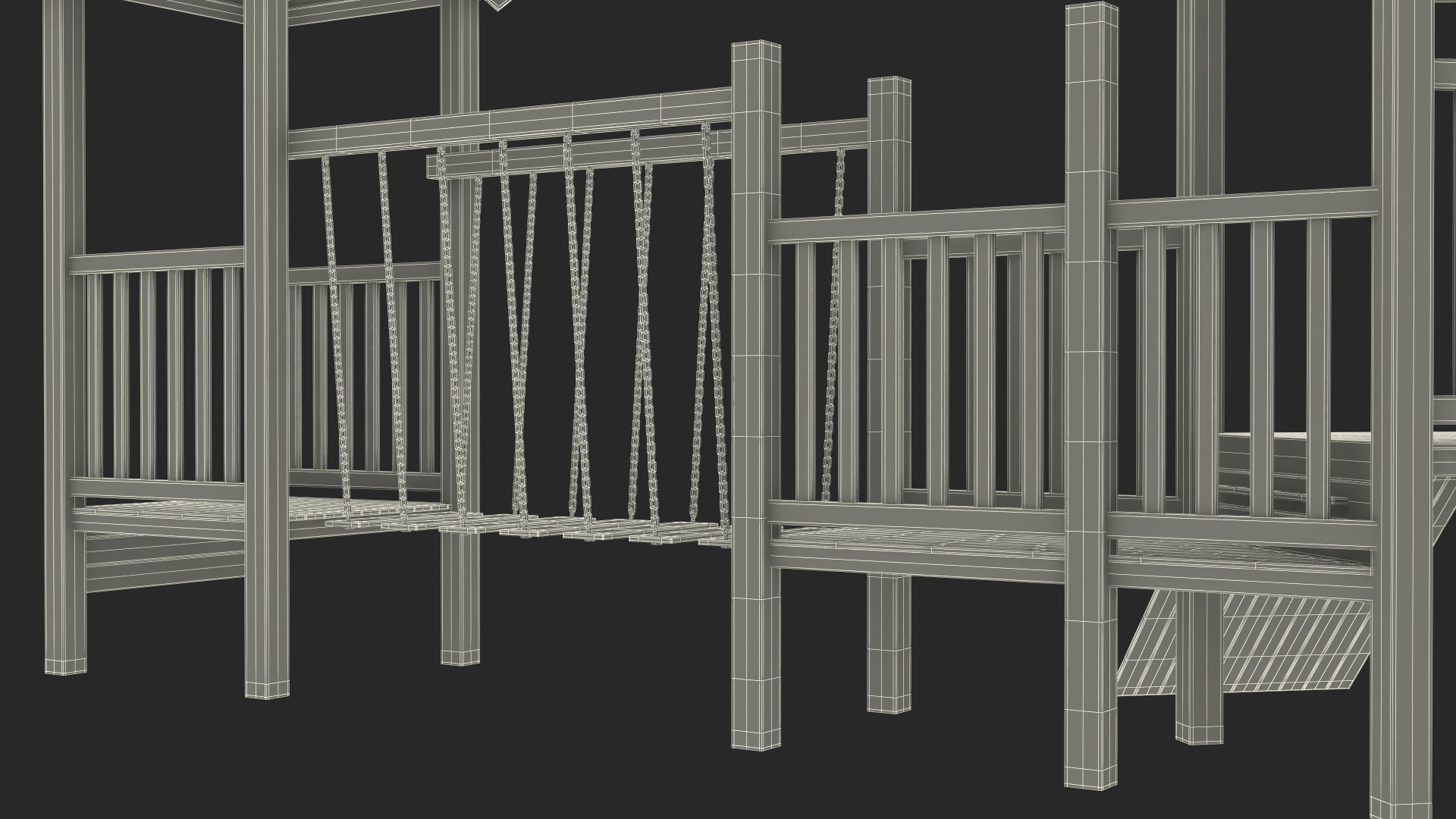 Wooden Childrens Playground 3D