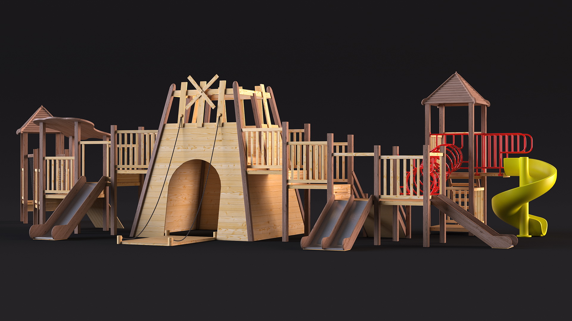Wooden Childrens Playground 3D