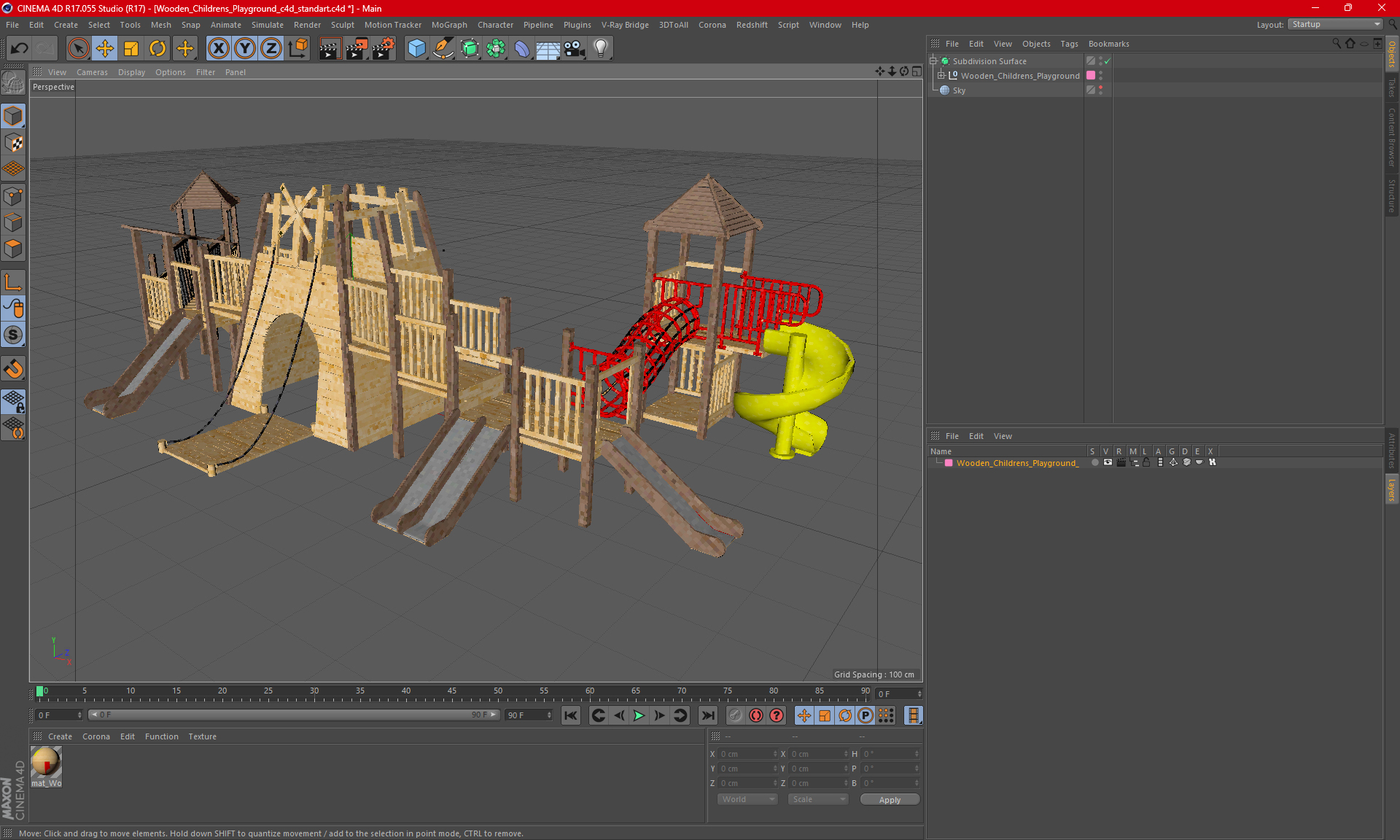 Wooden Childrens Playground 3D