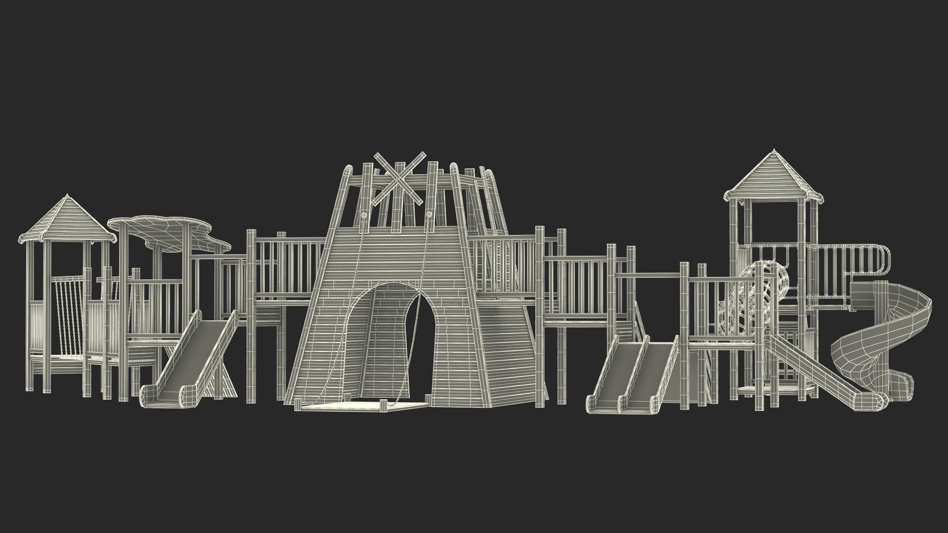 Wooden Childrens Playground 3D