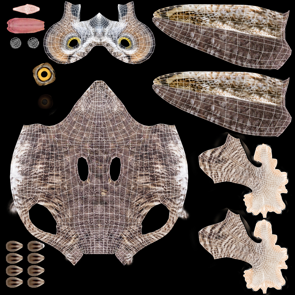 3D Great Horned Owl Flying Pose model