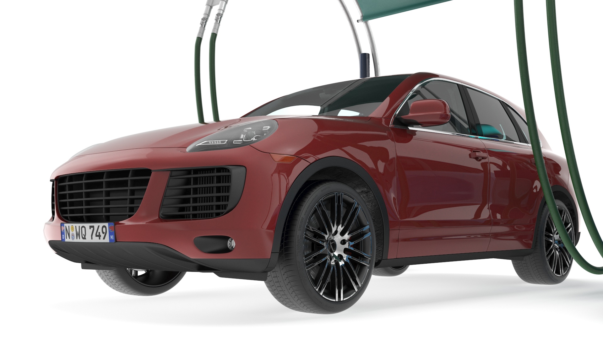Luxury Vehicles on Car Wash with Vacuum Cleaner 3D