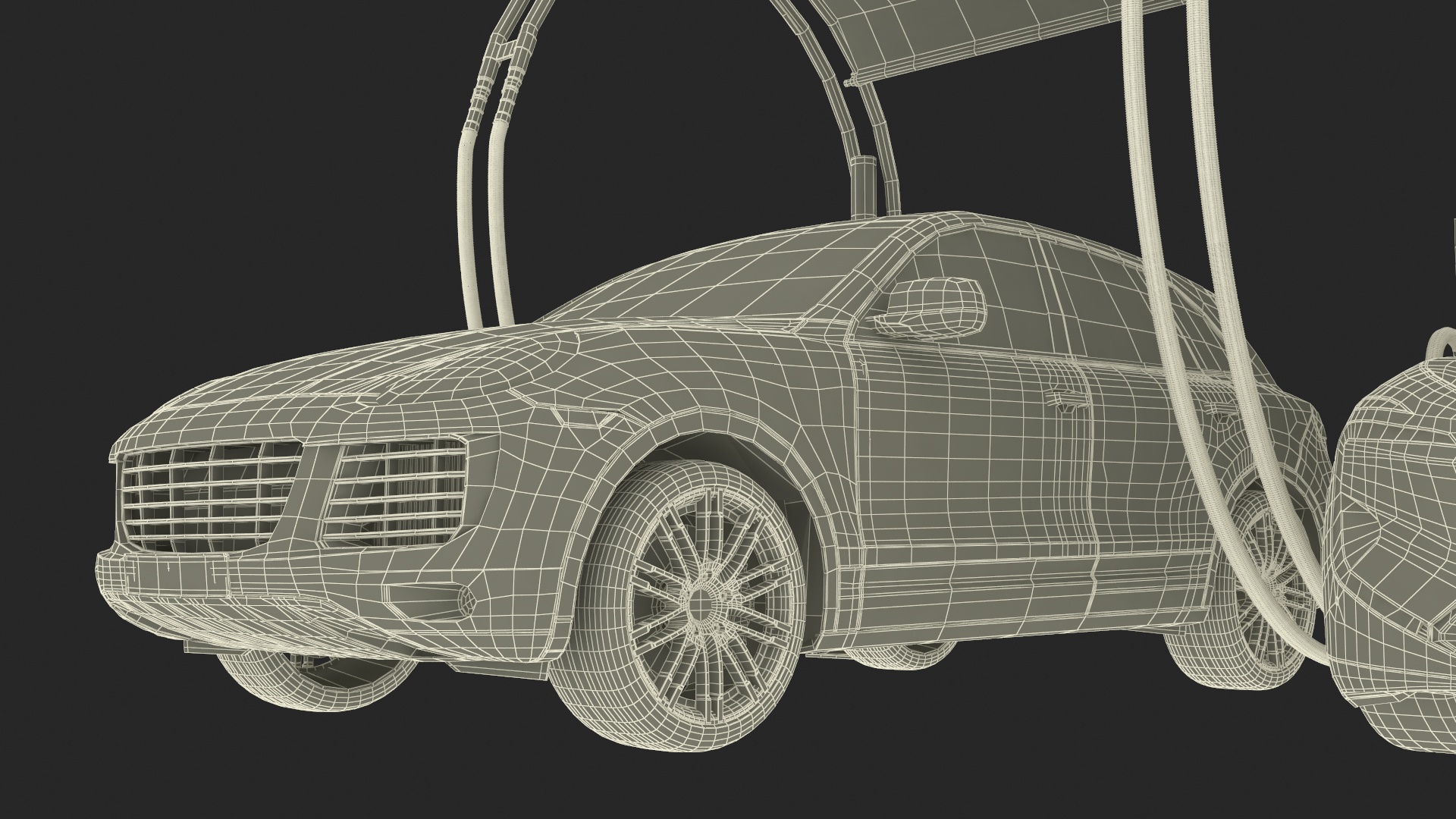 Luxury Vehicles on Car Wash with Vacuum Cleaner 3D