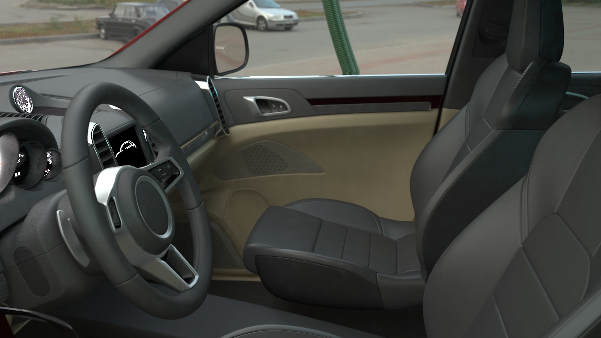 Luxury Vehicles on Car Wash with Vacuum Cleaner 3D