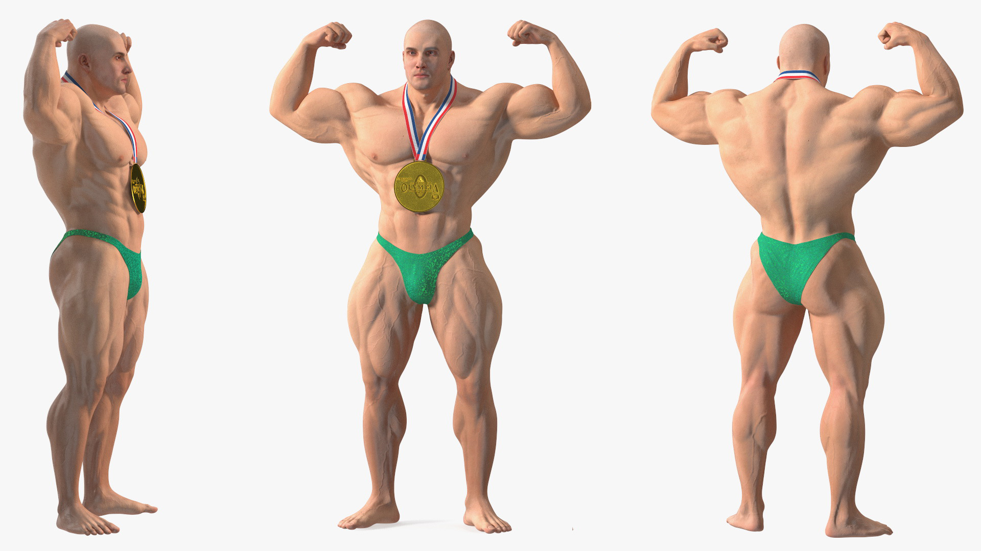 3D Muscular Bodybuilder Athlete Man Rigged for Cinema 4D model