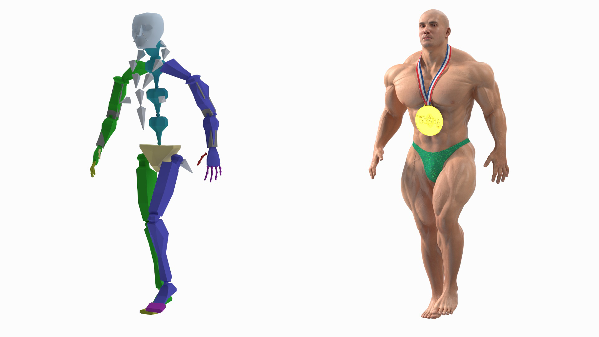 3D Muscular Bodybuilder Athlete Man Rigged for Cinema 4D model