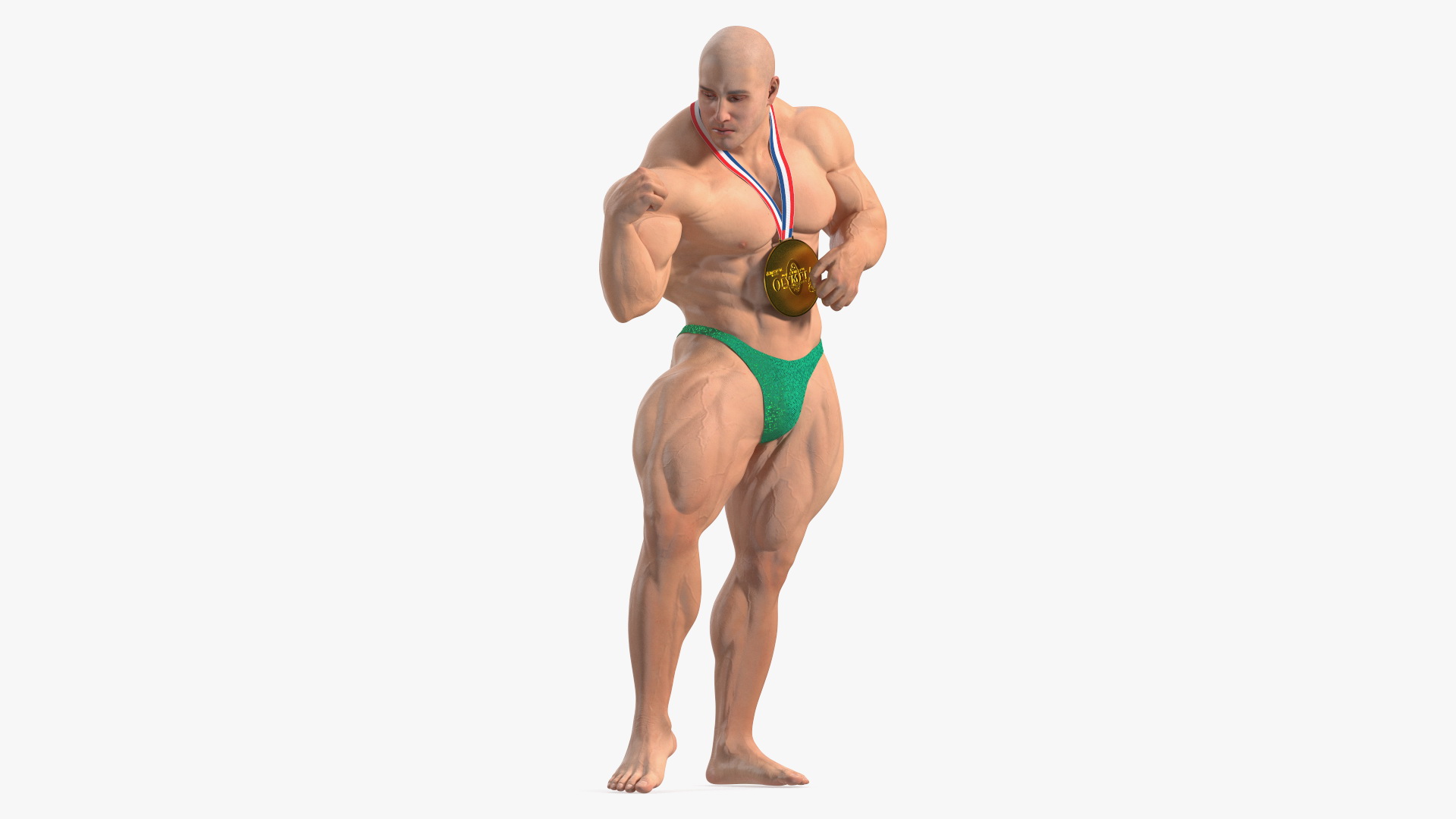 3D Muscular Bodybuilder Athlete Man Rigged for Cinema 4D model