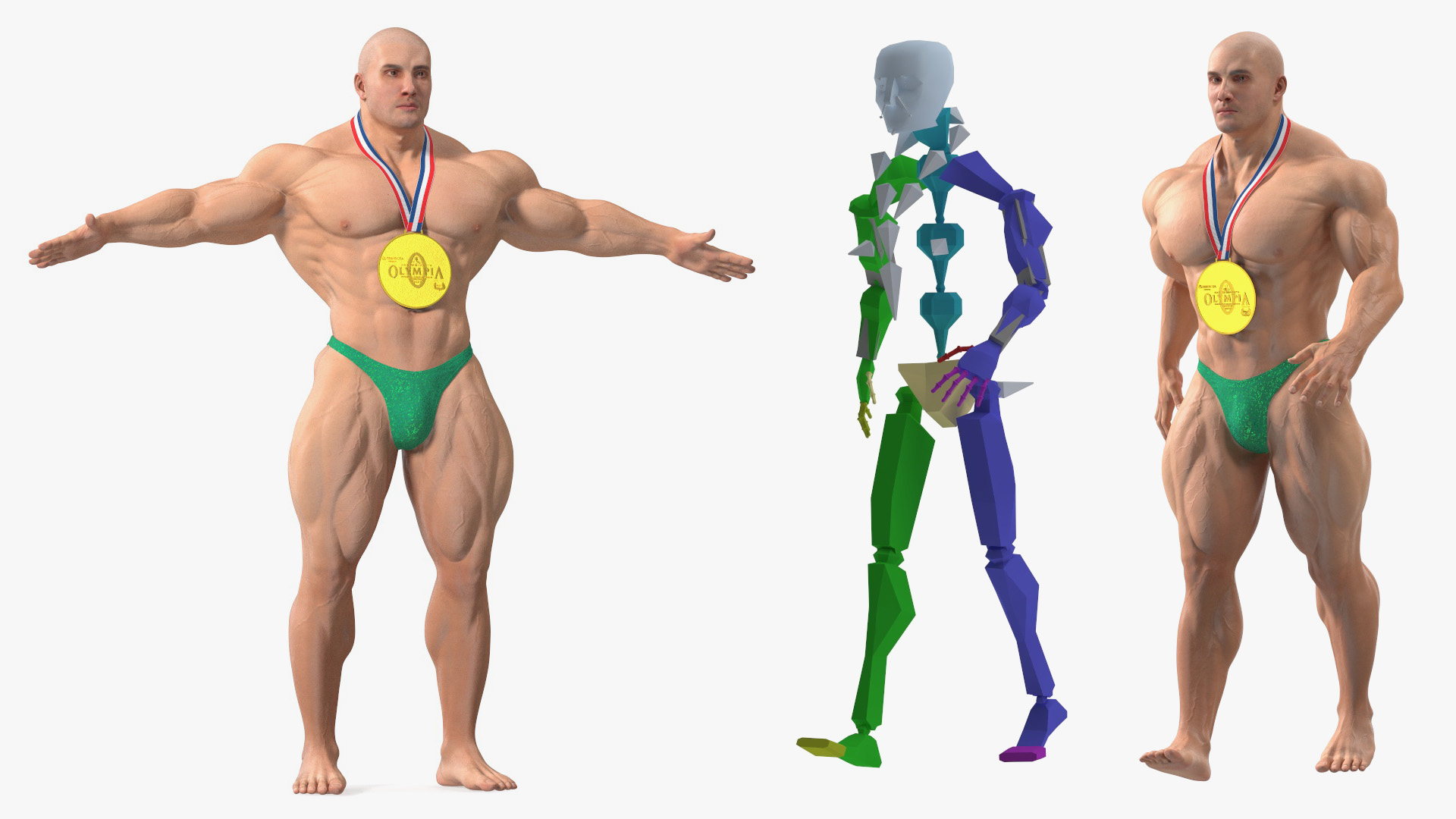 3D Muscular Bodybuilder Athlete Man Rigged for Cinema 4D model