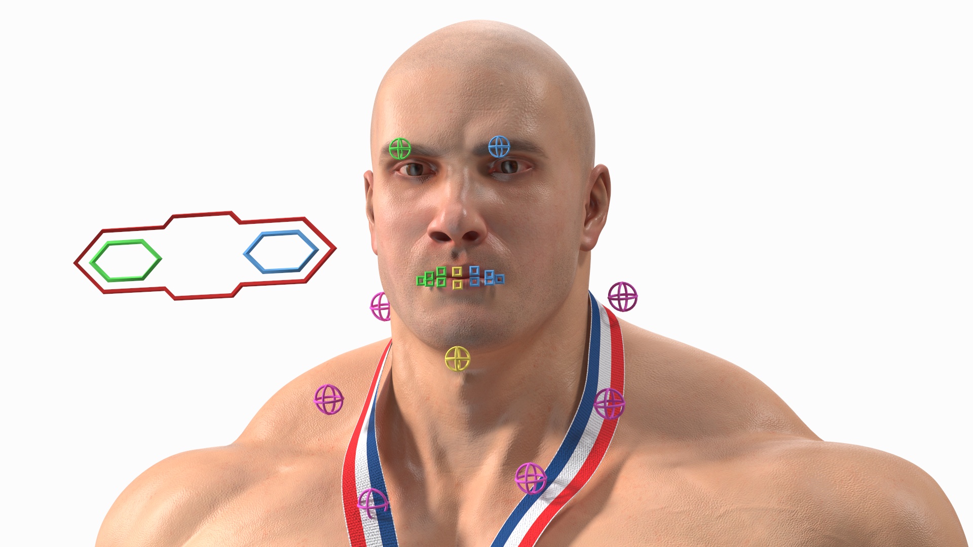 3D Muscular Bodybuilder Athlete Man Rigged for Cinema 4D model