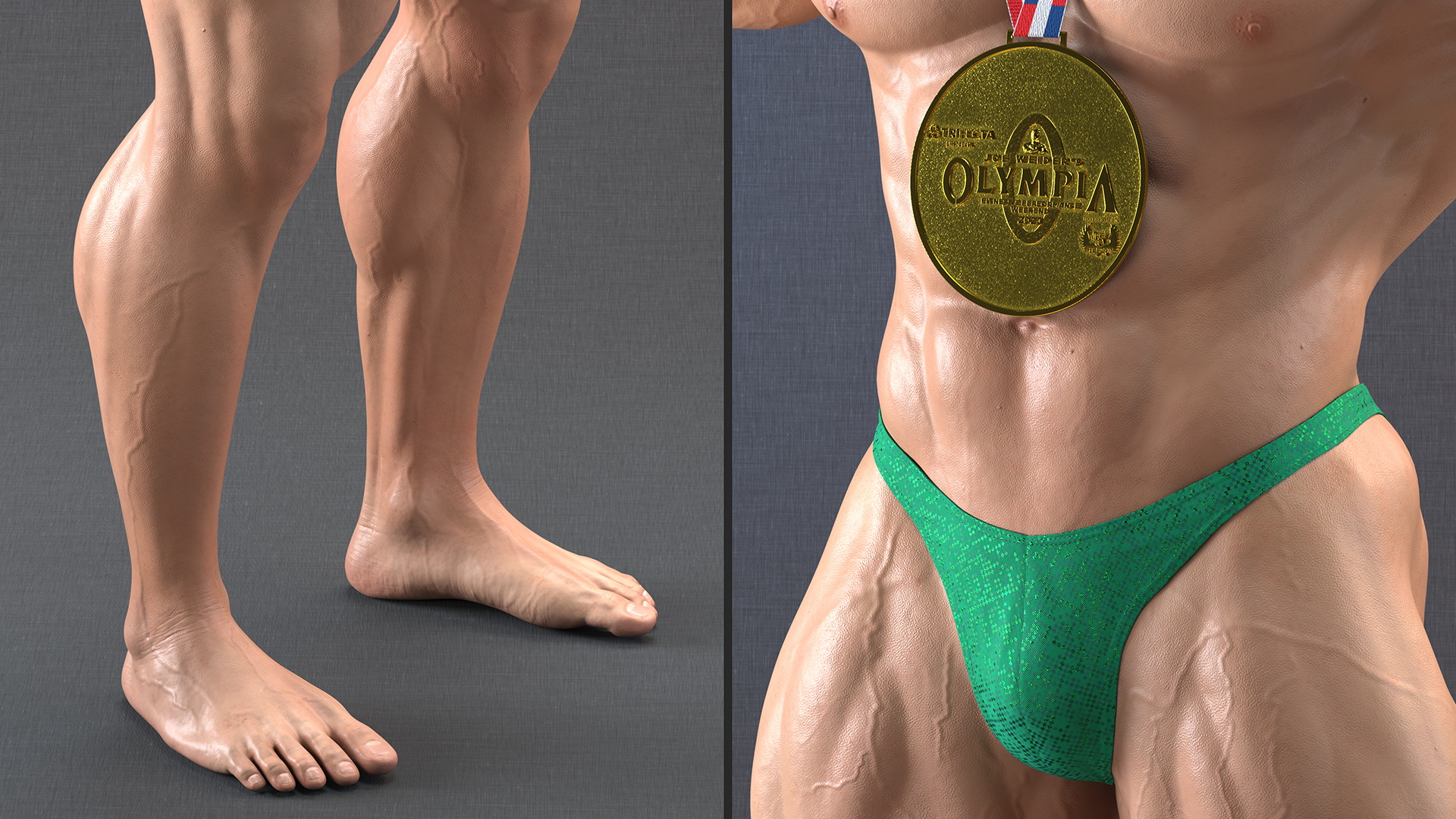 3D Muscular Bodybuilder Athlete Man Rigged for Cinema 4D model