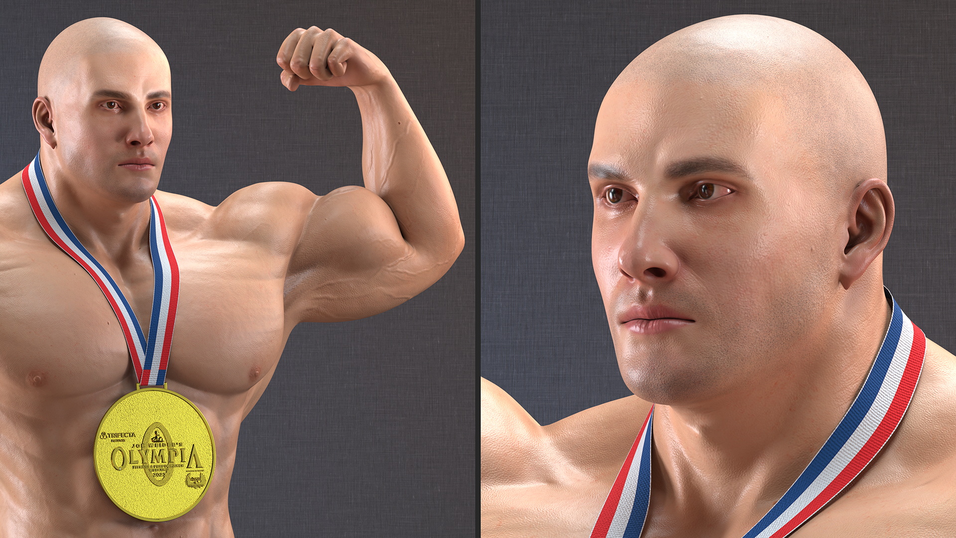 3D Muscular Bodybuilder Athlete Man Rigged for Cinema 4D model