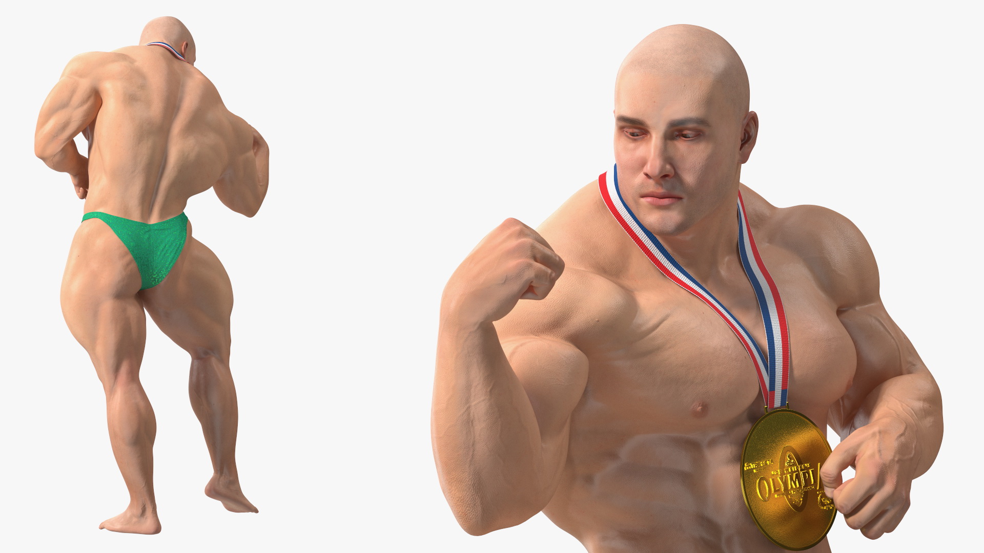 3D Muscular Bodybuilder Athlete Man Rigged for Cinema 4D model