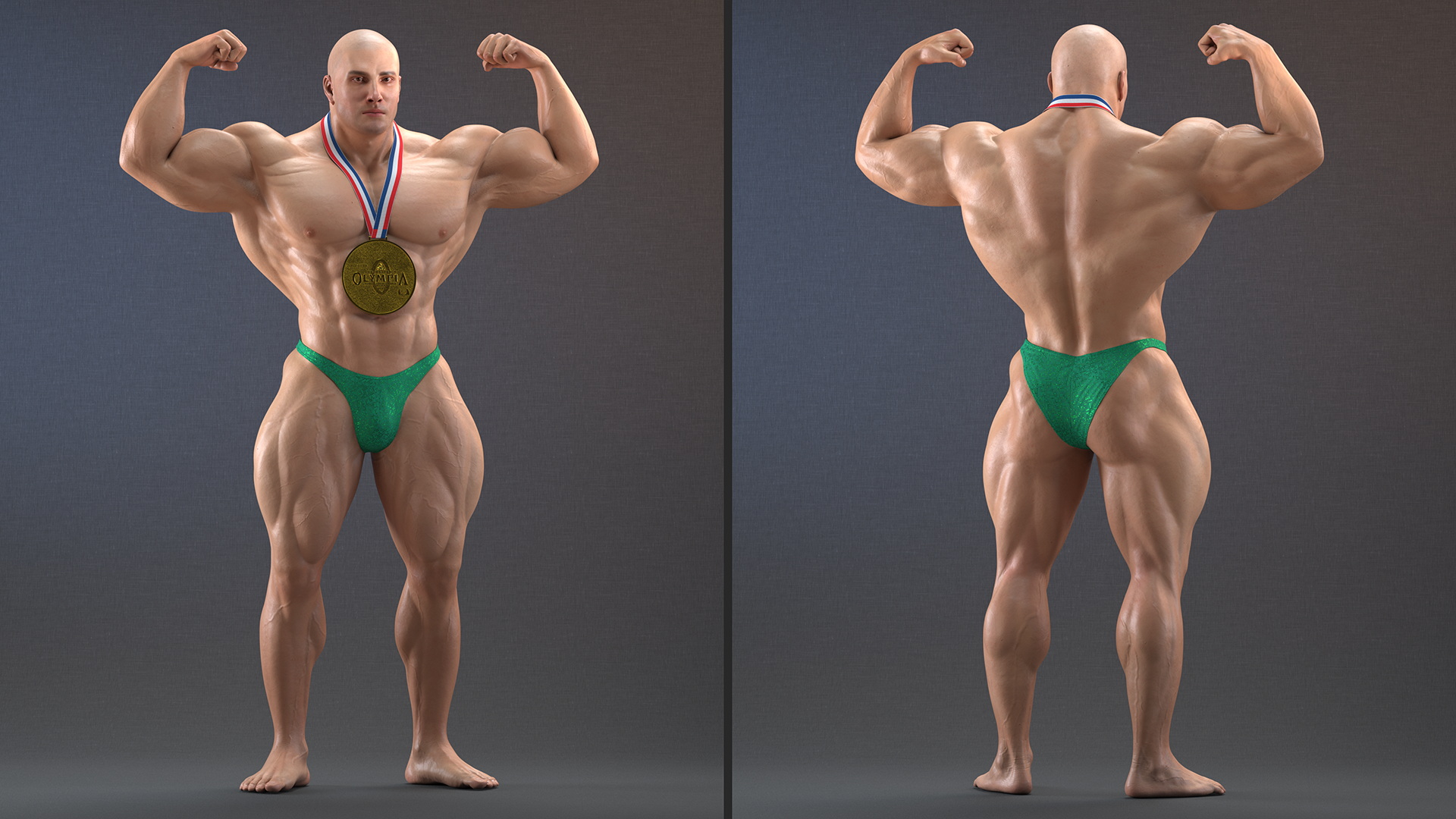 3D Muscular Bodybuilder Athlete Man Rigged for Cinema 4D model