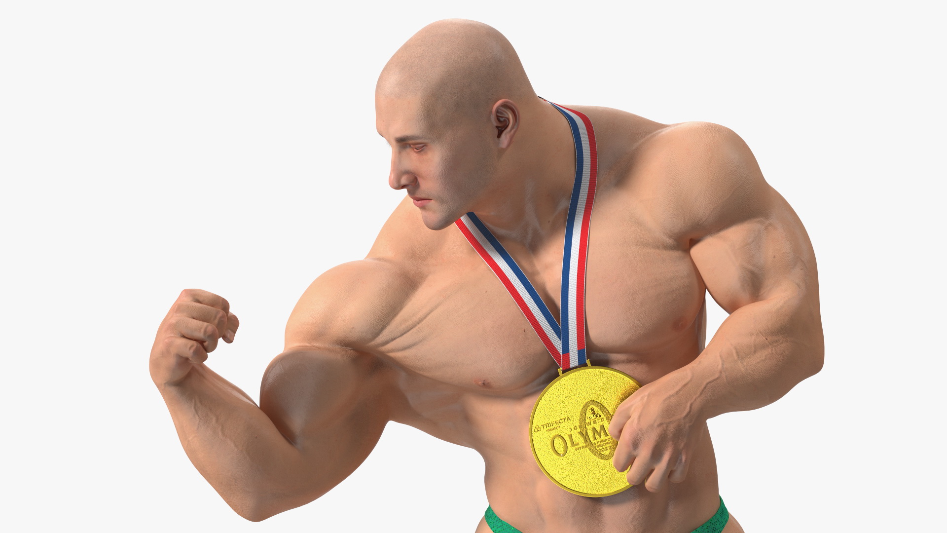3D Muscular Bodybuilder Athlete Man Rigged for Cinema 4D model
