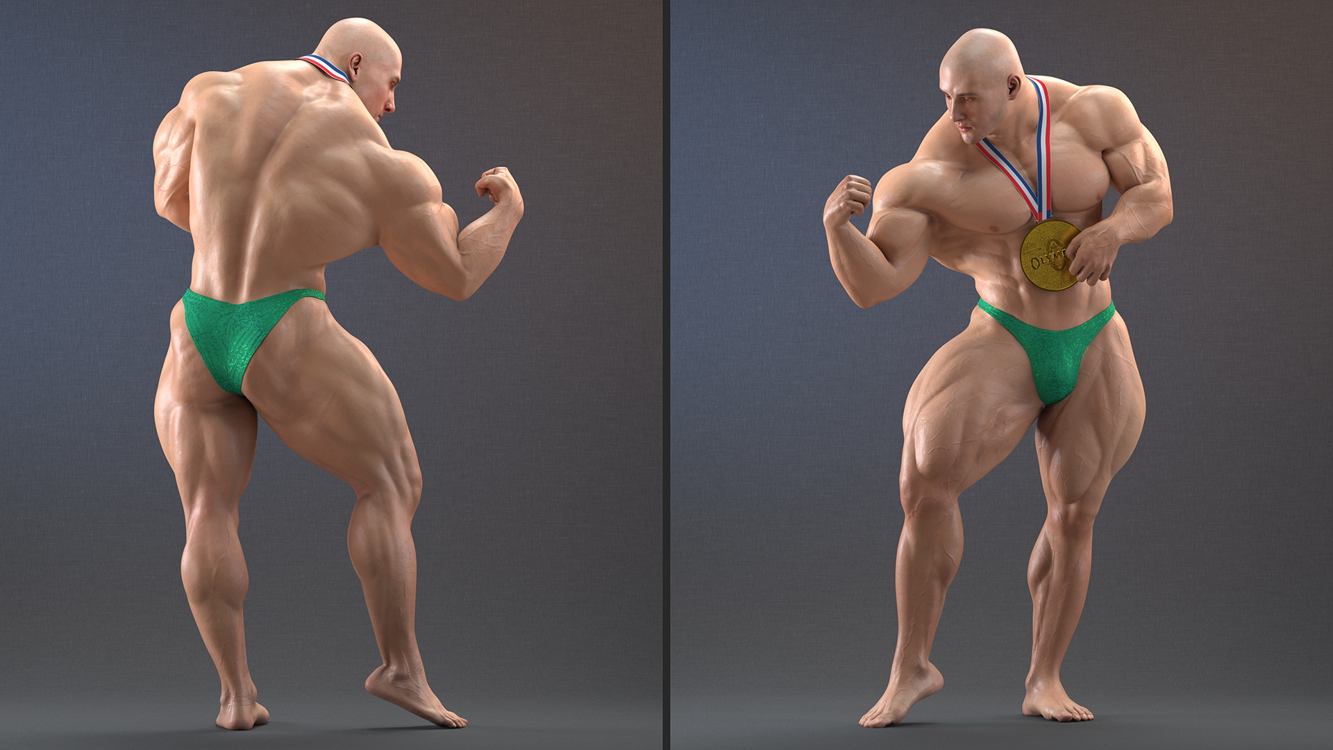 3D Muscular Bodybuilder Athlete Man Rigged for Cinema 4D model