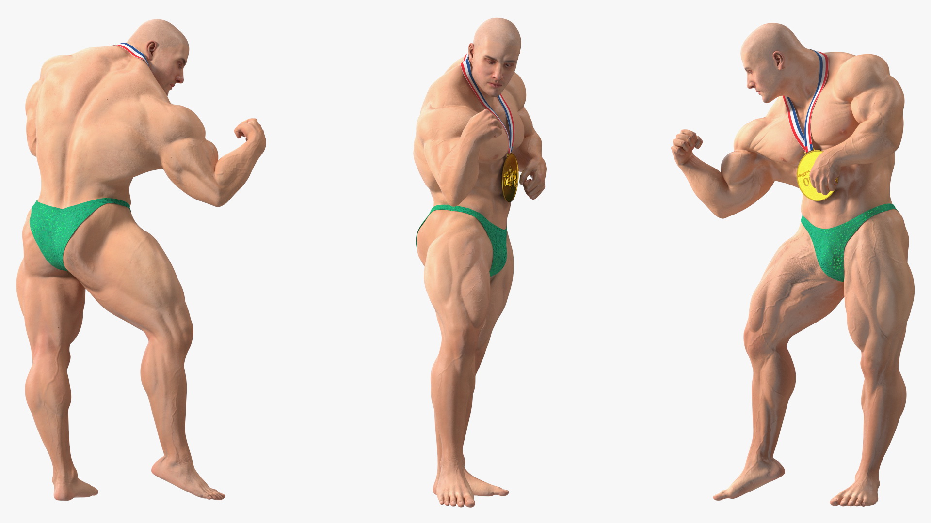 3D Muscular Bodybuilder Athlete Man Rigged for Cinema 4D model
