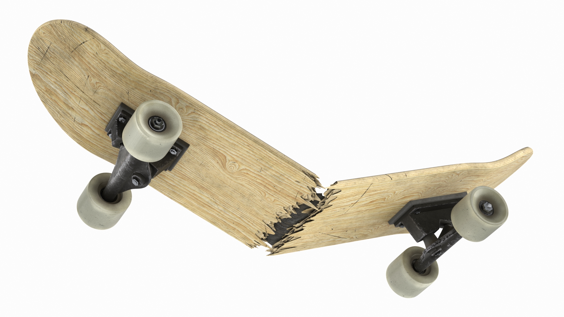 Skateboard Broken in Two 3D model