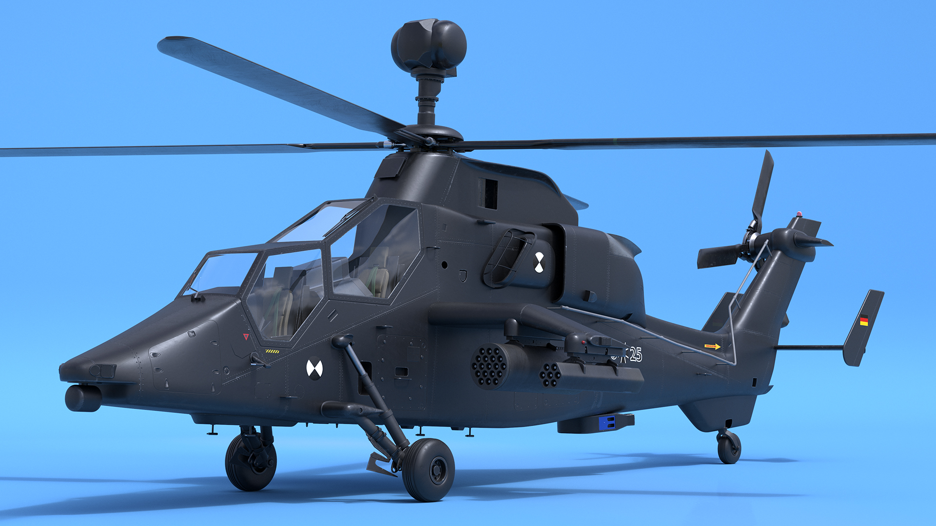 Eurocopter Tiger EC665 Black Rigged for Maya 3D model