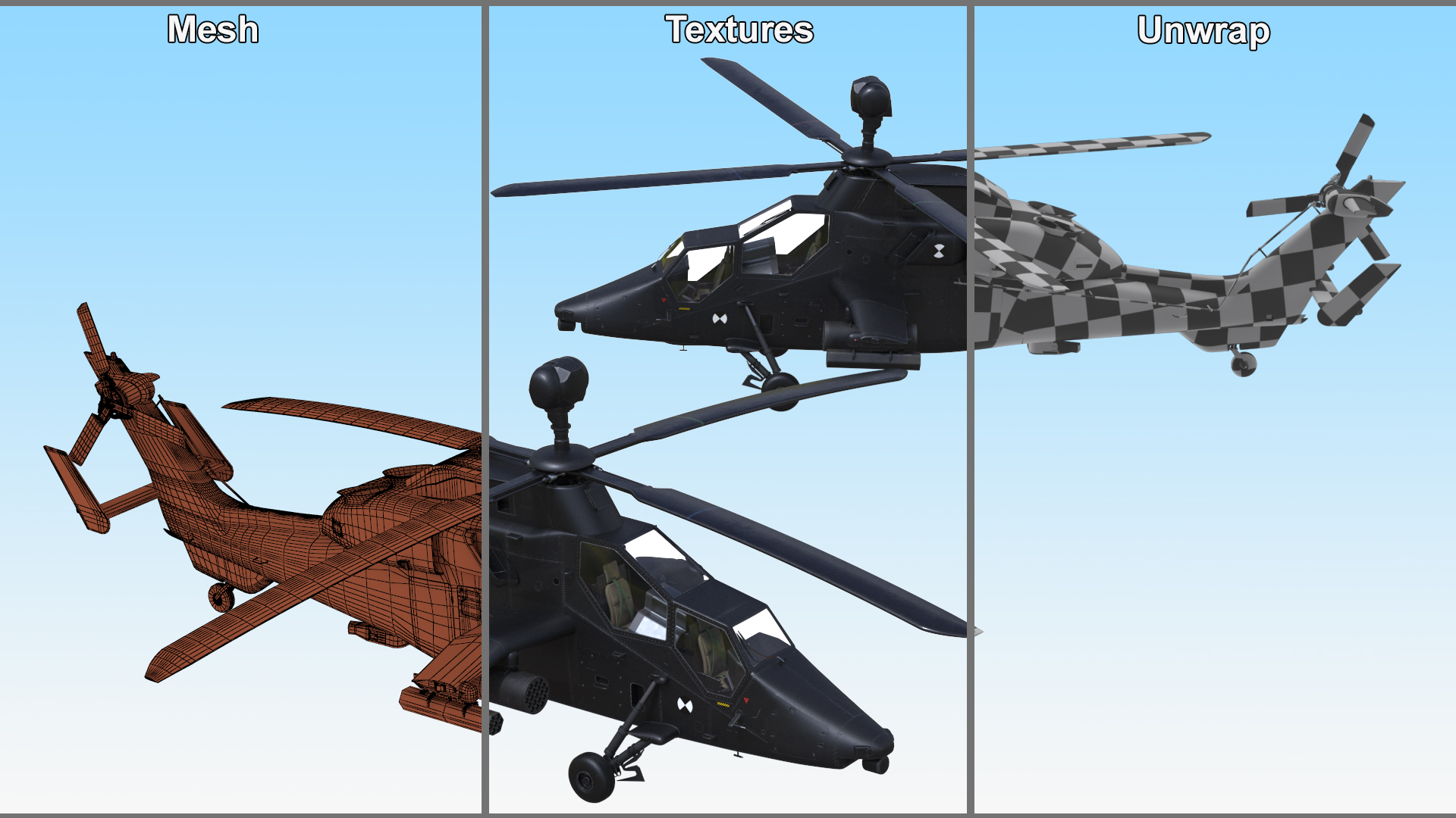 Eurocopter Tiger EC665 Black Rigged for Maya 3D model