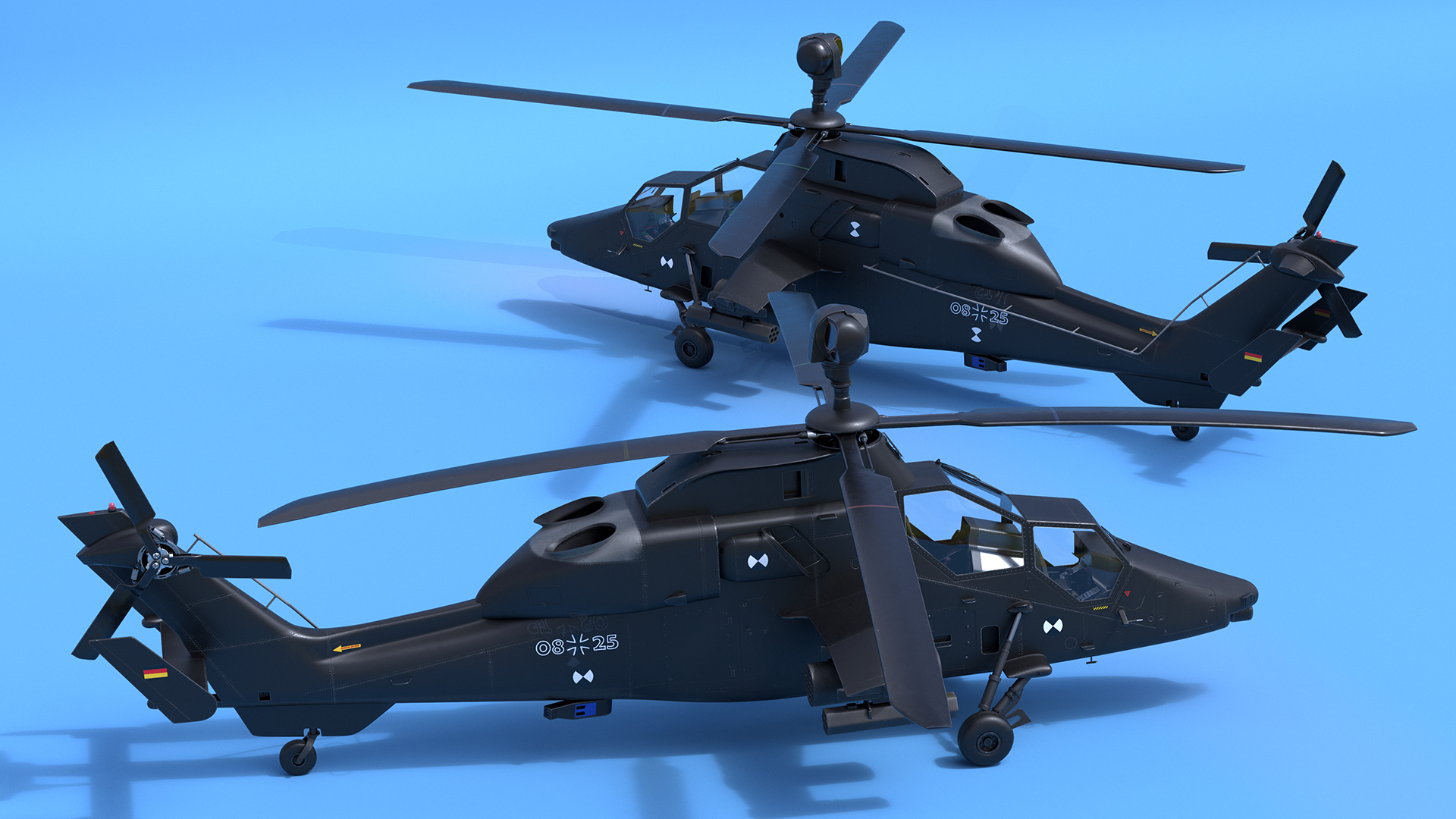 Eurocopter Tiger EC665 Black Rigged for Maya 3D model