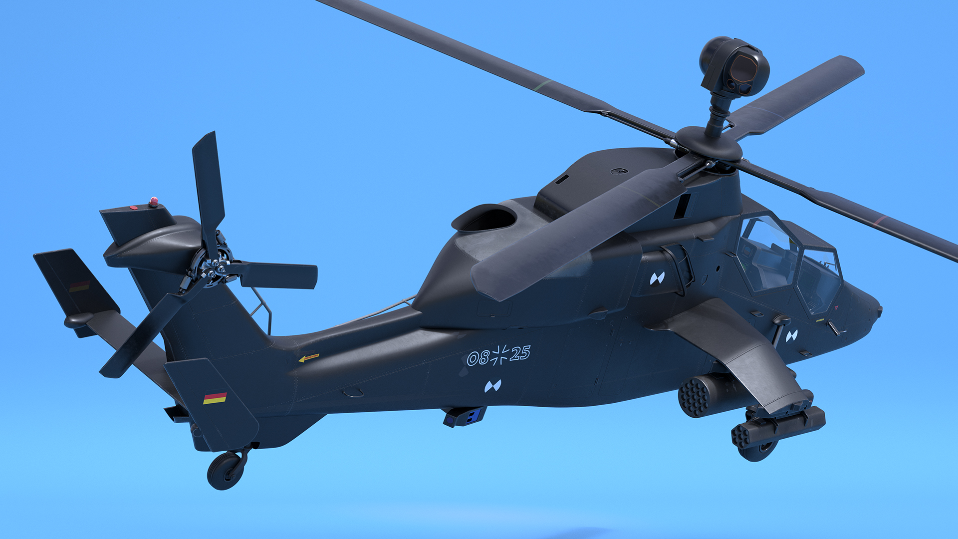 Eurocopter Tiger EC665 Black Rigged for Maya 3D model