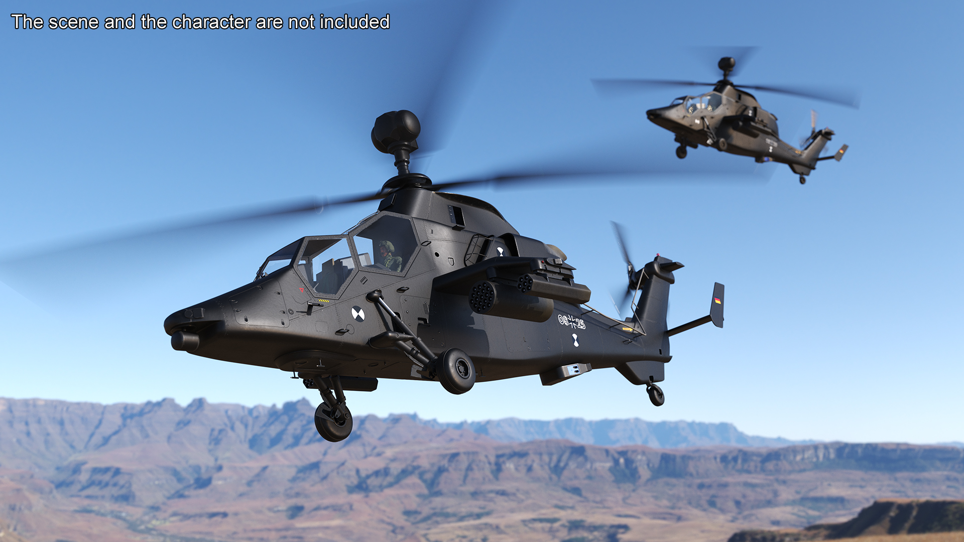 Eurocopter Tiger EC665 Black Rigged for Maya 3D model