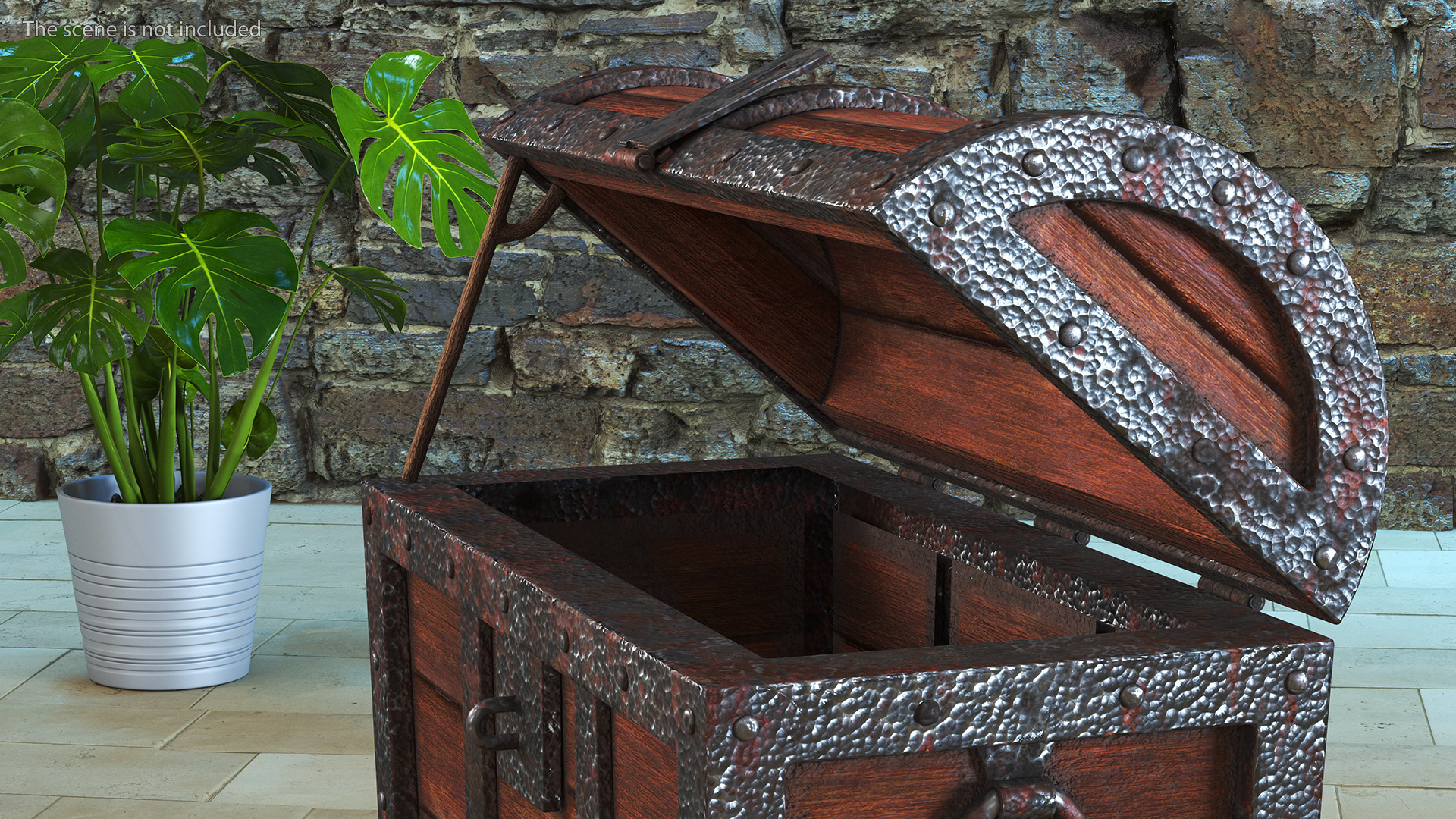 3D Ancient Wooden Chest Empty