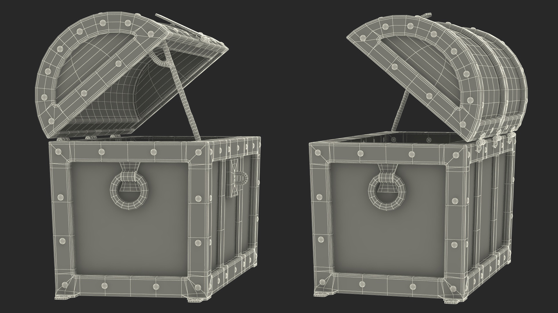 3D Ancient Wooden Chest Empty