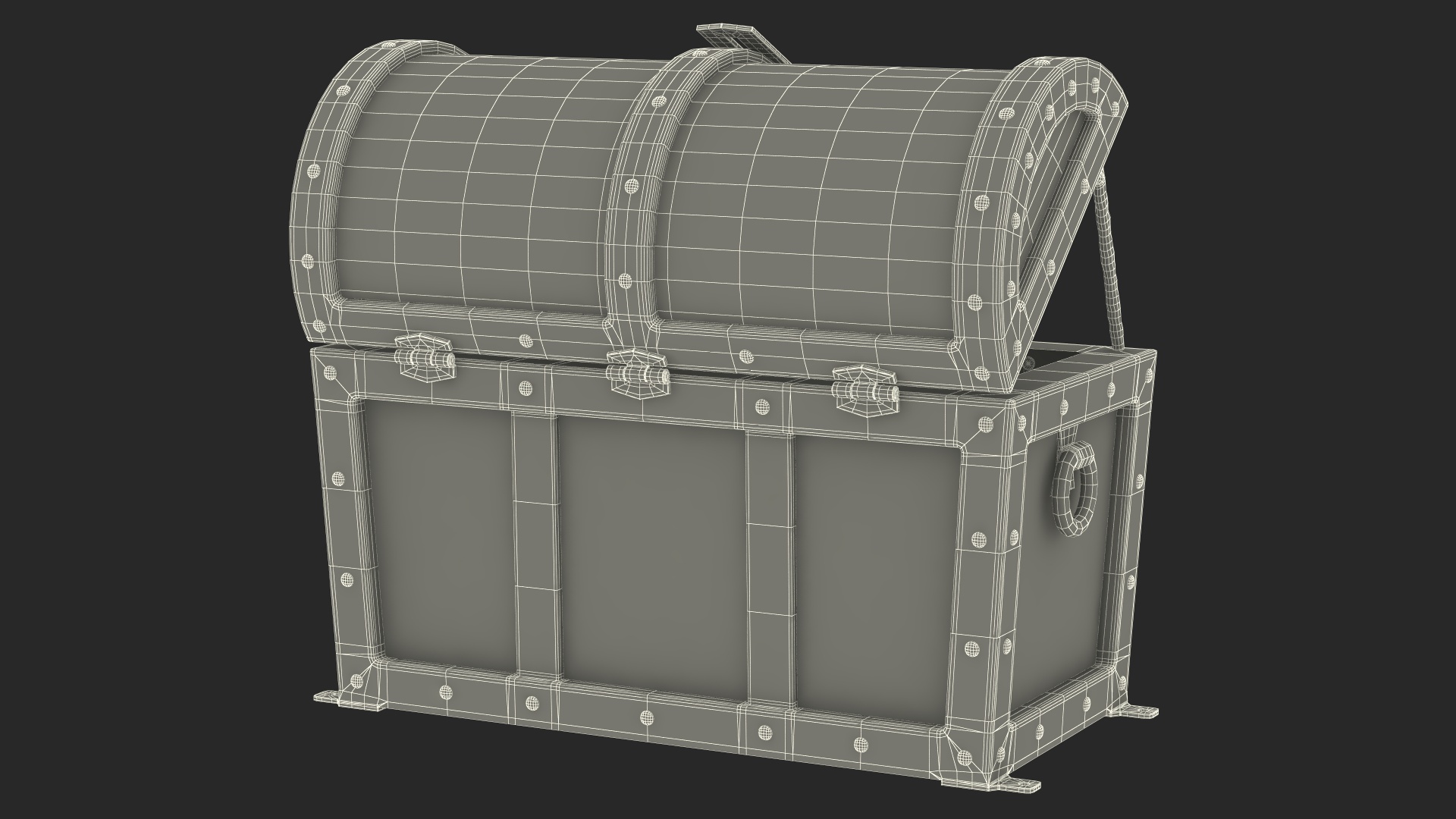 3D Ancient Wooden Chest Empty