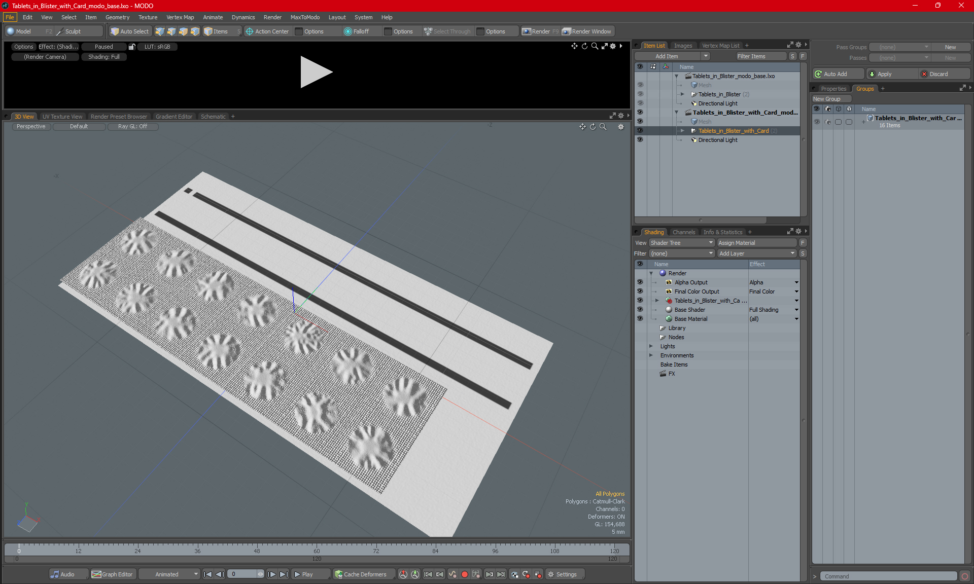 3D Tablets in Blister with Card model