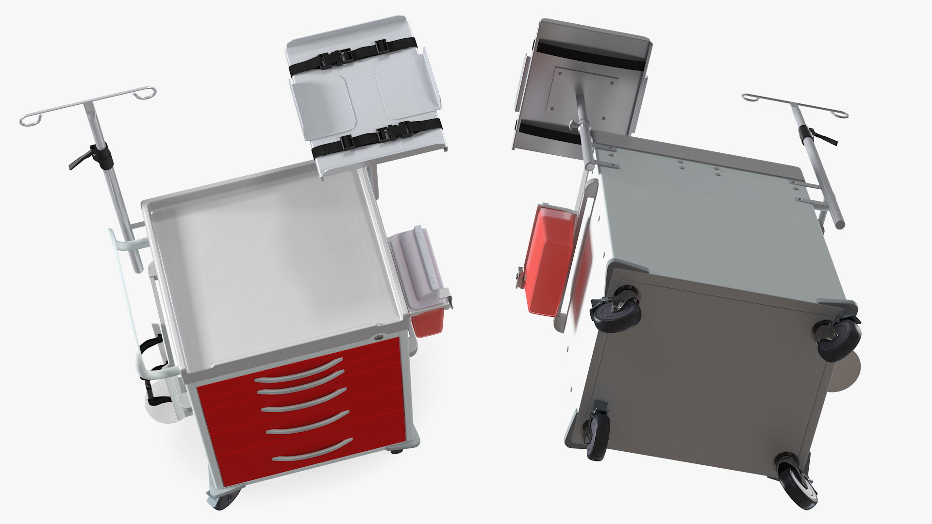 Medical Cart with Defibrillator Shelf 3D