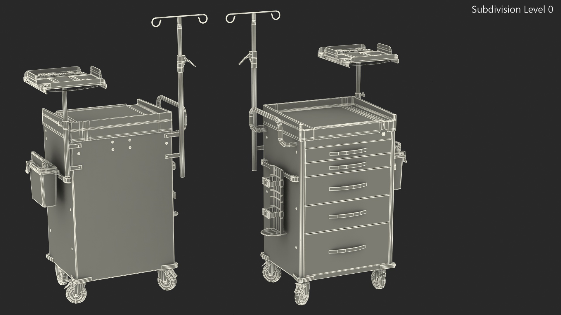Medical Cart with Defibrillator Shelf 3D