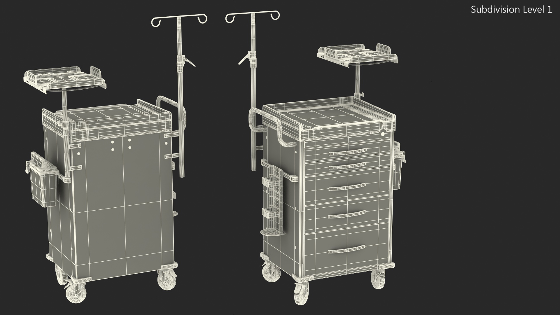 Medical Cart with Defibrillator Shelf 3D