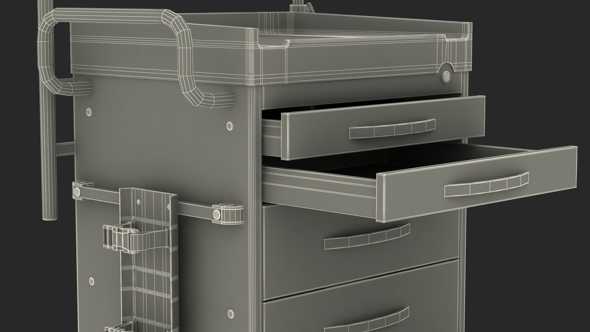 Medical Cart with Defibrillator Shelf 3D