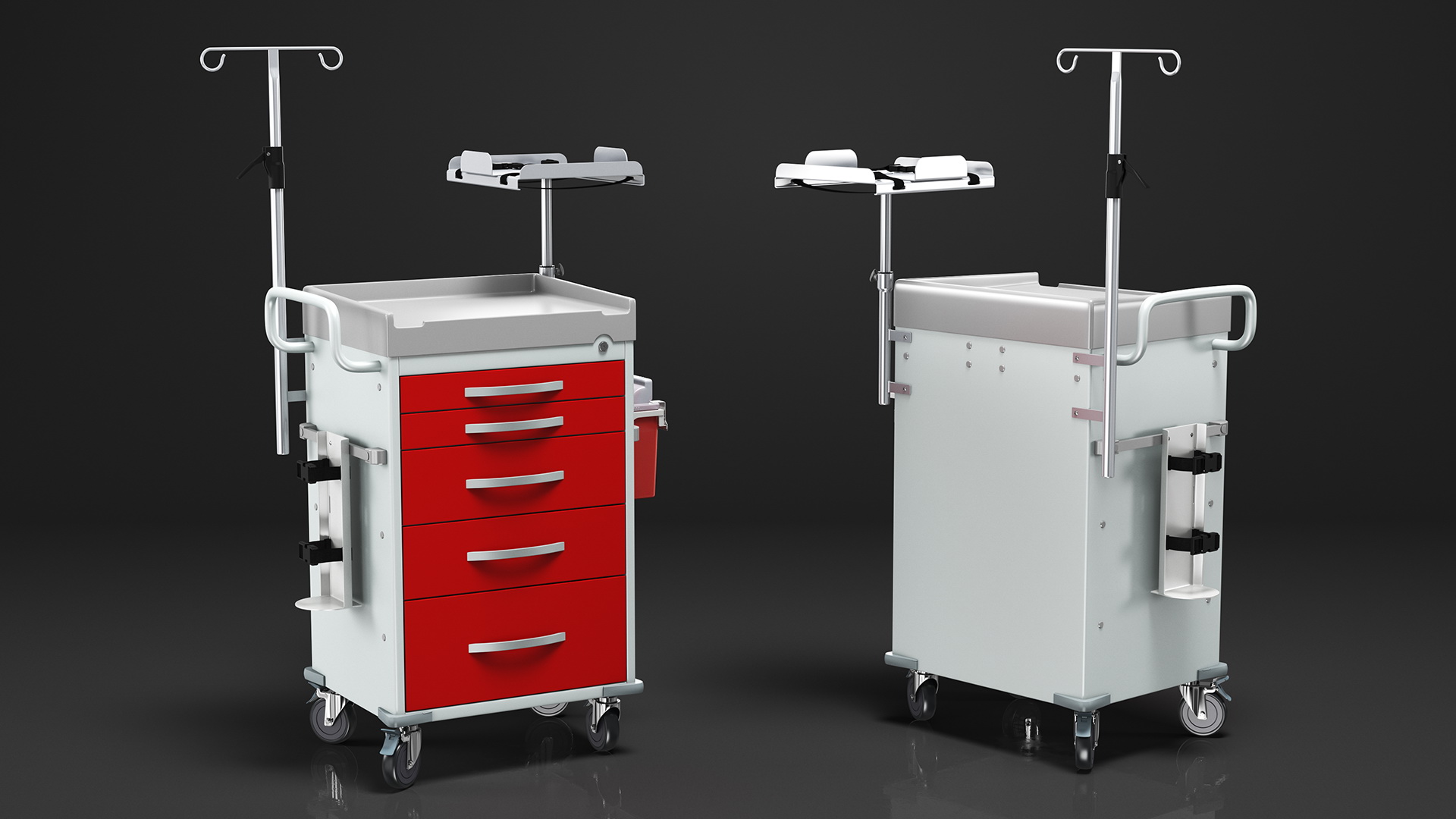 Medical Cart with Defibrillator Shelf 3D