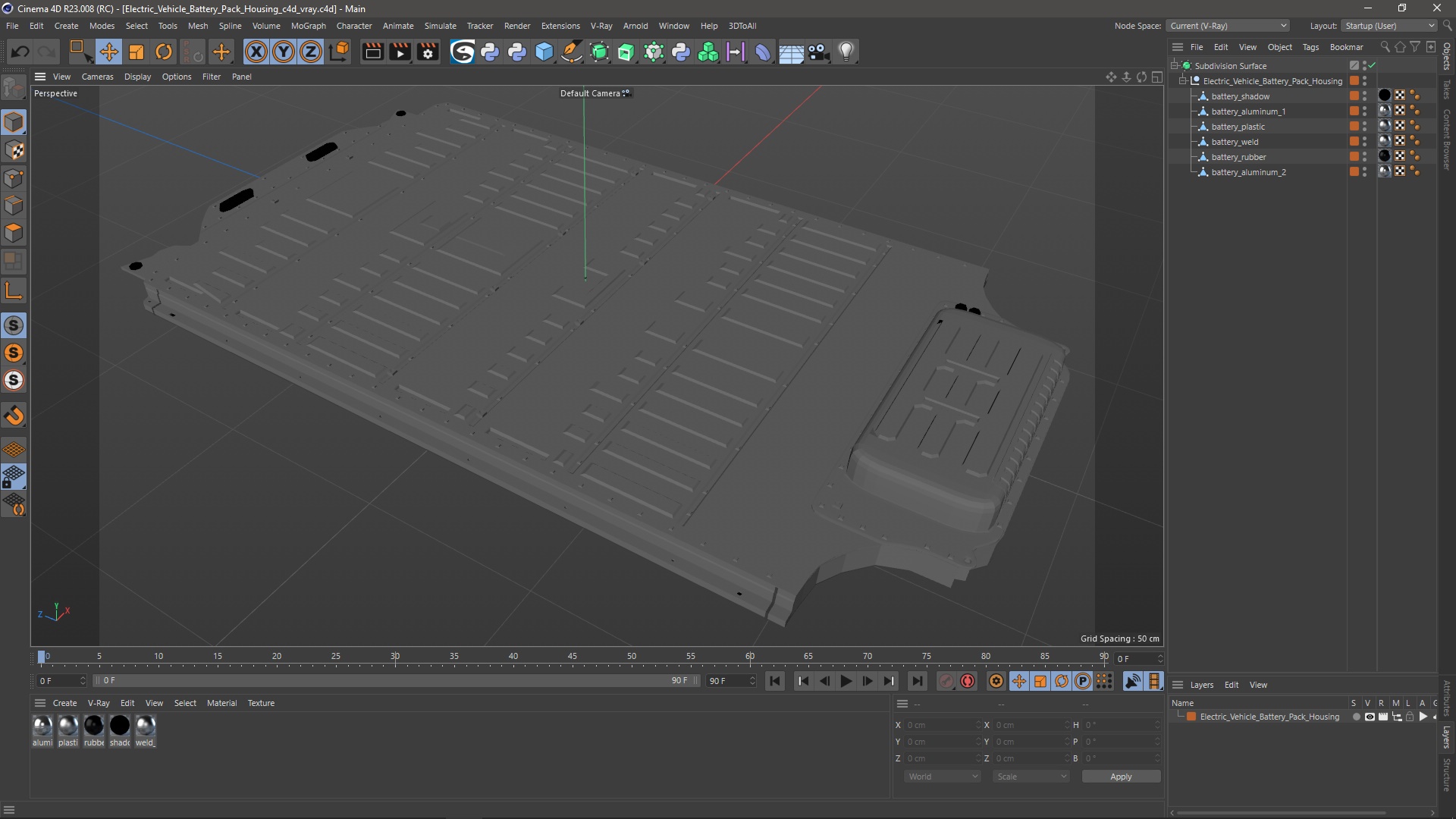 Electric Vehicle Battery Pack Housing 3D