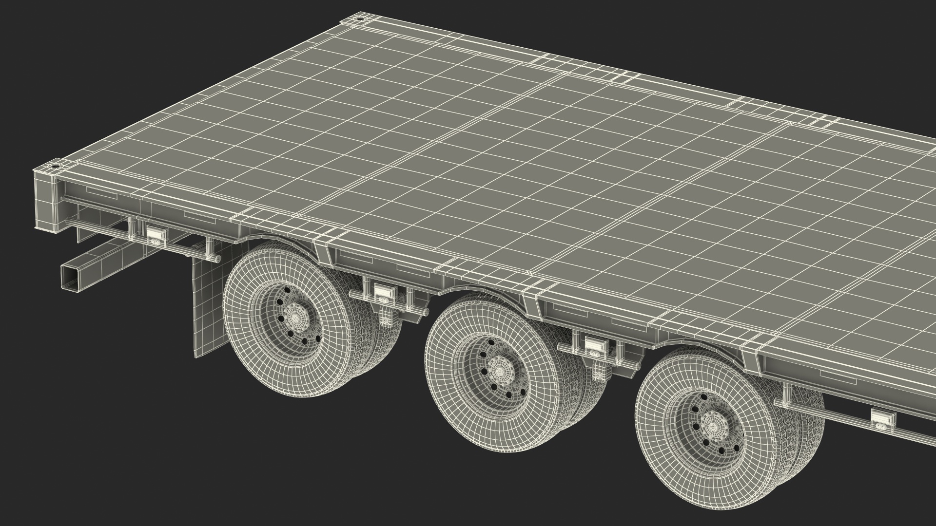 3D Kenworth Truck with Single Drop Tri Axle Extendable Trailer Rigged