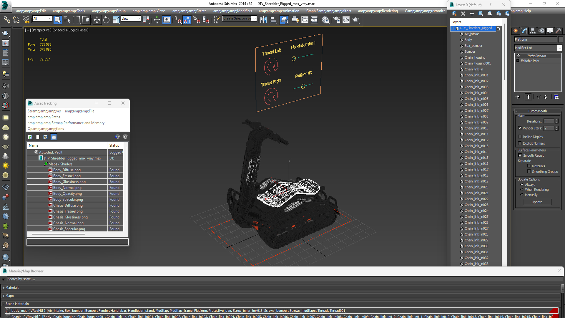 3D DTV Shredder Rigged for Cinema 4D model