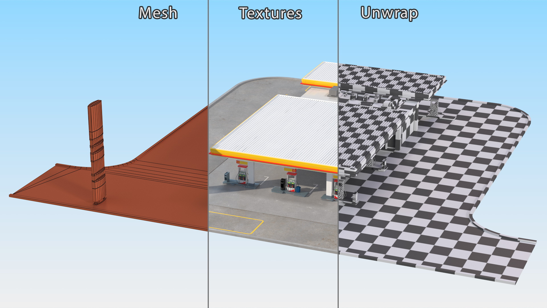 3D Shell Petrol Station Large