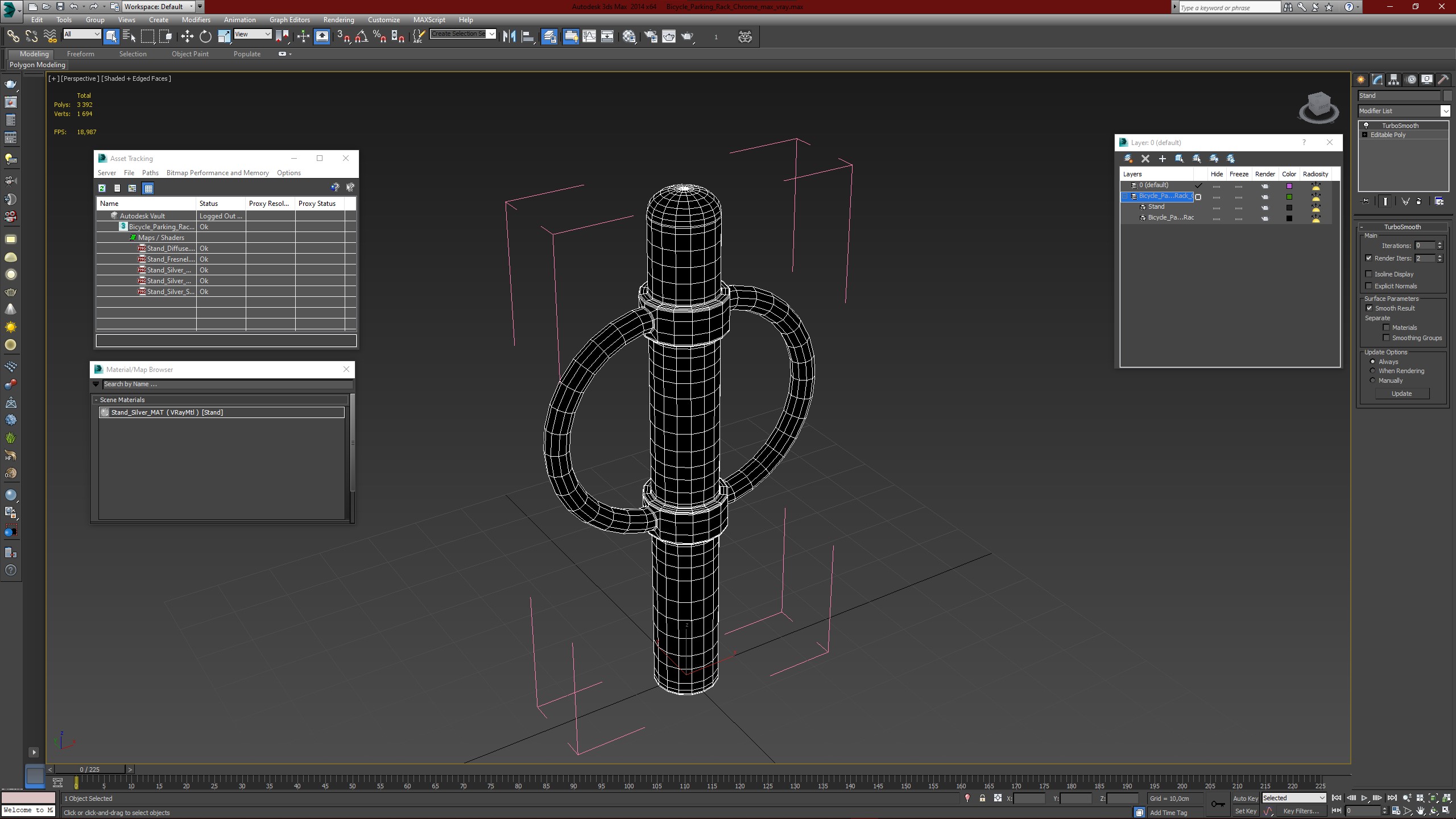 Bicycle Parking Rack Chrome 3D